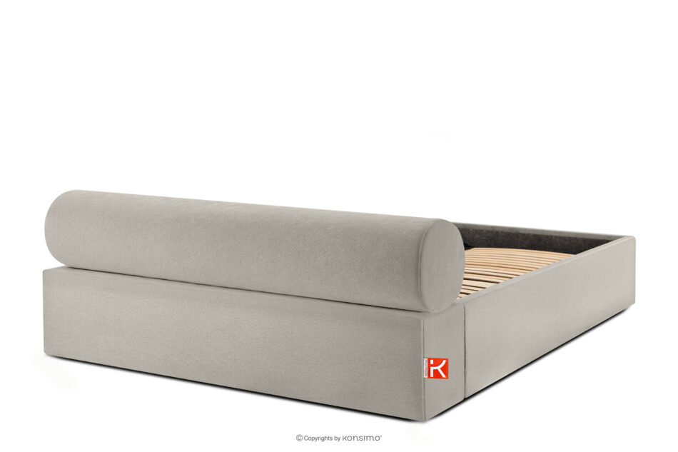 LUNEO Łóżko tapicerowane japandi z pojemnikiem na pościel 160 cm kremowy kremowy - zdjęcie 5