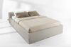 LUNEO Łóżko tapicerowane japandi z pojemnikiem na pościel 160 cm kremowy kremowy - zdjęcie 2