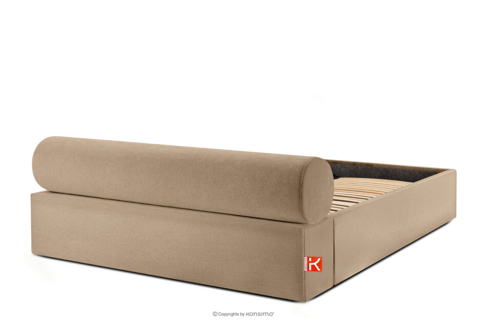 LUNEO Łóżko tapicerowane japandi z pojemnikiem na pościel 160 cm ciemny beżowy ciemny beżowy - zdjęcie 5