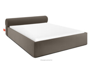 LUNEO, https://konsimo.pl/kolekcja/luneo/ Łóżko tapicerowane japandi z pojemnikiem na pościel 160 cm brązowy brązowy - zdjęcie