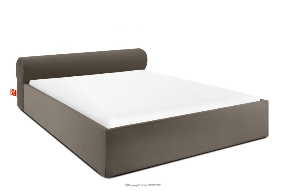 LUNEO Łóżko tapicerowane japandi z pojemnikiem na pościel 160 cm brązowy brązowy - zdjęcie 0