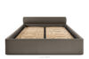 LUNEO Łóżko tapicerowane japandi z pojemnikiem na pościel 160 cm brązowy brązowy - zdjęcie 4
