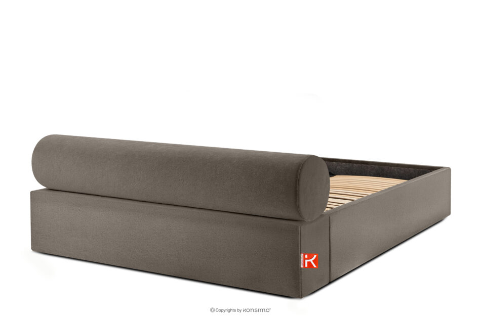 LUNEO Łóżko tapicerowane japandi z pojemnikiem na pościel 160 cm brązowy brązowy - zdjęcie 5
