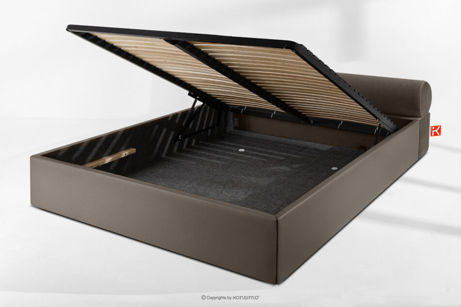 LUNEO Łóżko tapicerowane japandi z pojemnikiem na pościel 160 cm brązowy brązowy - zdjęcie 13