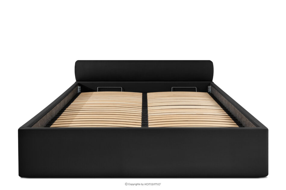LUNEO Łóżko tapicerowane japandi z pojemnikiem na pościel 180 cm czarny czarny - zdjęcie 3