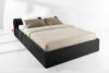 LUNEO Łóżko tapicerowane japandi z pojemnikiem na pościel 180 cm czarny czarny - zdjęcie 2