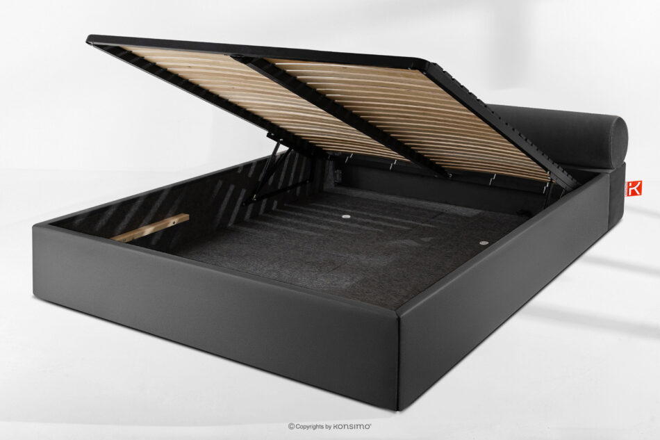 LUNEO Łóżko tapicerowane japandi z pojemnikiem na pościel 180 cm antracytowy antracytowy - zdjęcie 13