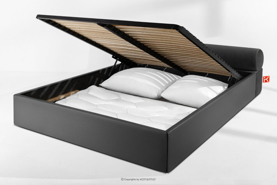 LUNEO Łóżko tapicerowane japandi z pojemnikiem na pościel 180 cm antracytowy antracytowy - zdjęcie 14
