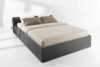 LUNEO Łóżko tapicerowane japandi z pojemnikiem na pościel 180 cm antracytowy antracytowy - zdjęcie 2