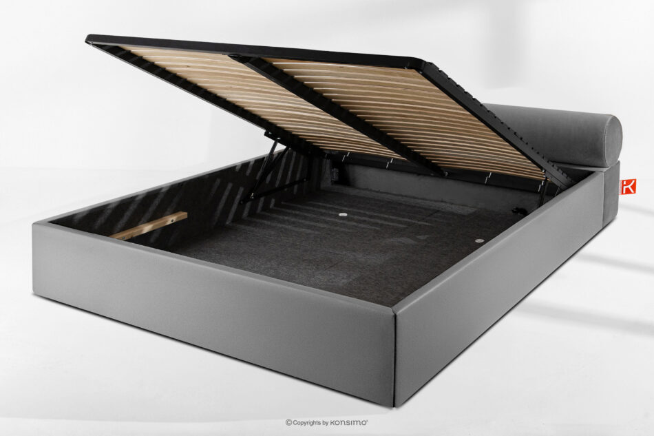 LUNEO Łóżko tapicerowane japandi z pojemnikiem na pościel 180 cm jasny szary jasny szary - zdjęcie 13