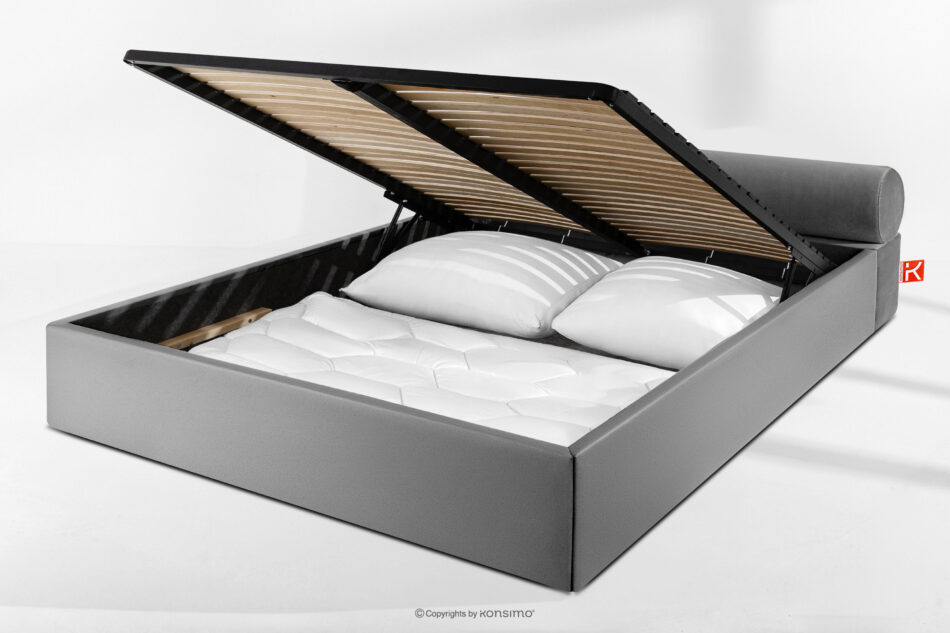 LUNEO Łóżko tapicerowane japandi z pojemnikiem na pościel 180 cm jasny szary jasny szary - zdjęcie 14