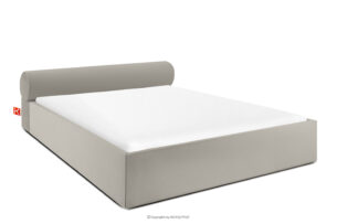 LUNEO, https://konsimo.pl/kolekcja/luneo/ Łóżko tapicerowane japandi z pojemnikiem na pościel 180 cm kremowy kremowy - zdjęcie