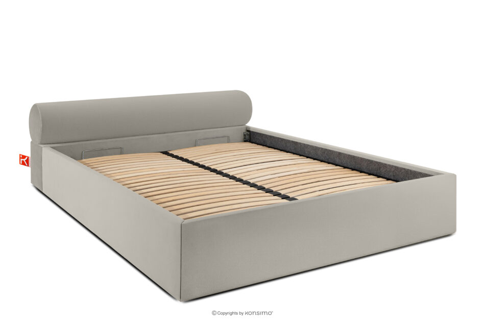 LUNEO Łóżko tapicerowane japandi z pojemnikiem na pościel 180 cm kremowy kremowy - zdjęcie 2