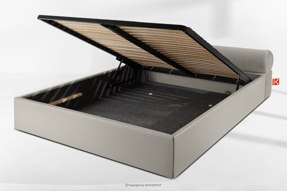 LUNEO Łóżko tapicerowane japandi z pojemnikiem na pościel 180 cm kremowy kremowy - zdjęcie 13