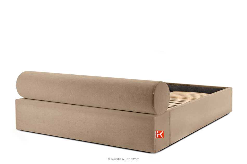 LUNEO Łóżko tapicerowane japandi z pojemnikiem na pościel 180 cm ciemny beżowy ciemny beżowy - zdjęcie 5