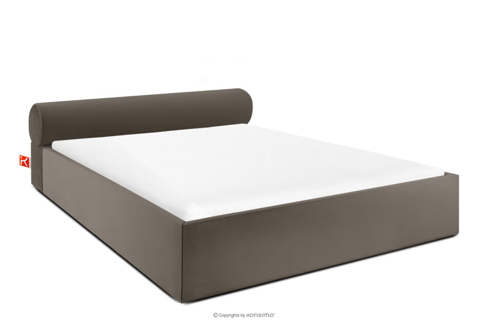 LUNEO Łóżko tapicerowane japandi z pojemnikiem na pościel 180 cm brązowy brązowy - zdjęcie 0