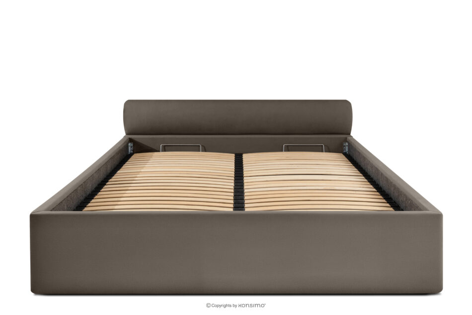 LUNEO Łóżko tapicerowane japandi z pojemnikiem na pościel 180 cm brązowy brązowy - zdjęcie 3