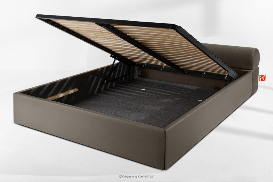 LUNEO Łóżko tapicerowane japandi z pojemnikiem na pościel 180 cm brązowy brązowy - zdjęcie 13