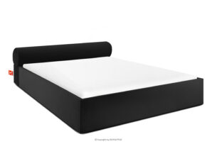 LUNEO, https://konsimo.pl/kolekcja/luneo/ Łóżko tapicerowane japandi z pojemnikiem na pościel 200 cm czarny czarny - zdjęcie