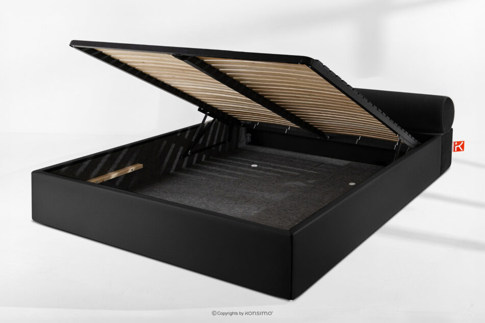 LUNEO Łóżko tapicerowane japandi z pojemnikiem na pościel 200 cm czarny czarny - zdjęcie 13