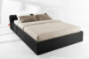 LUNEO Łóżko tapicerowane japandi z pojemnikiem na pościel 200 cm czarny czarny - zdjęcie 2