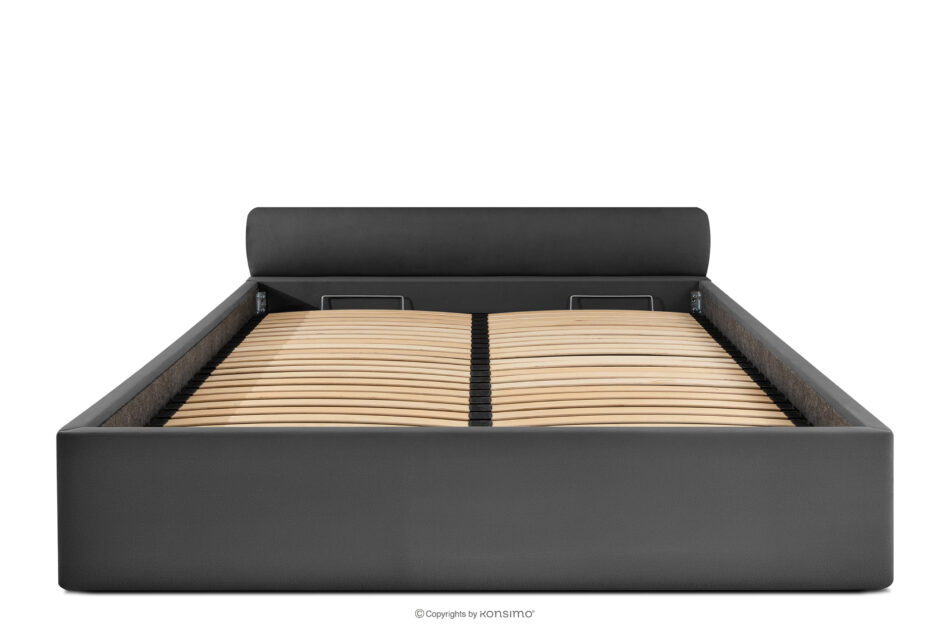 LUNEO Łóżko tapicerowane japandi z pojemnikiem na pościel 200 cm antracytowy antracytowy - zdjęcie 3