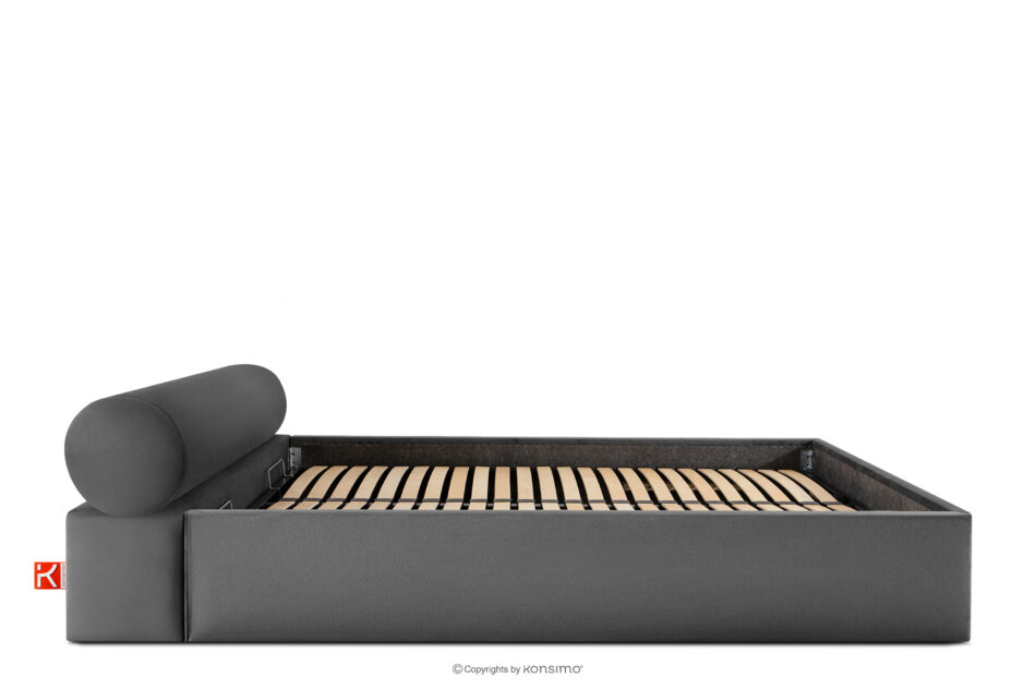 LUNEO Łóżko tapicerowane japandi z pojemnikiem na pościel 200 cm antracytowy antracytowy - zdjęcie 4