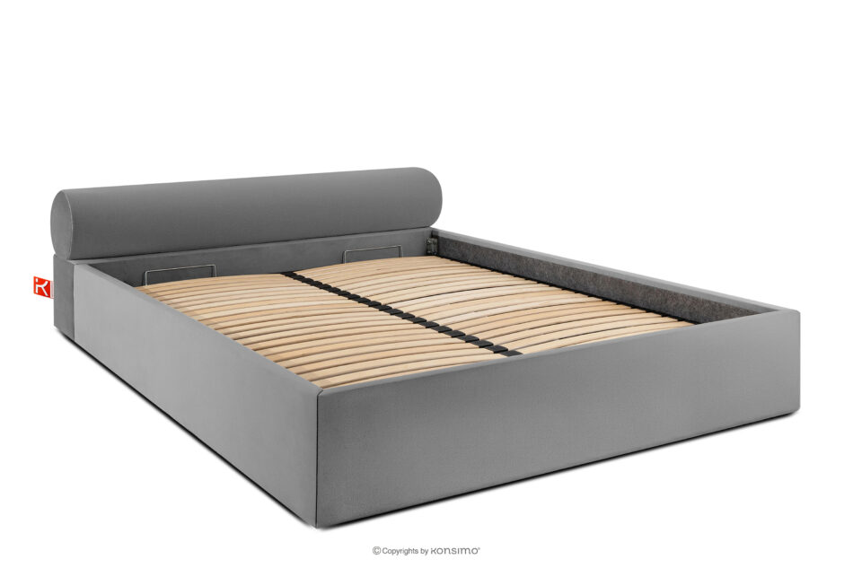 LUNEO Łóżko tapicerowane japandi z pojemnikiem na pościel 200 cm jasny szary jasny szary - zdjęcie 2