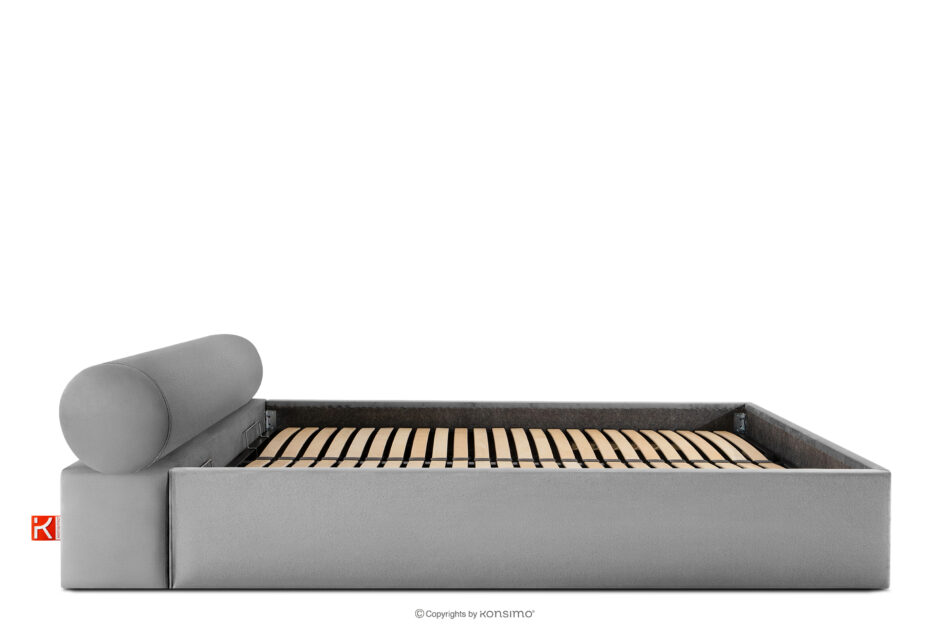LUNEO Łóżko tapicerowane japandi z pojemnikiem na pościel 200 cm jasny szary jasny szary - zdjęcie 4