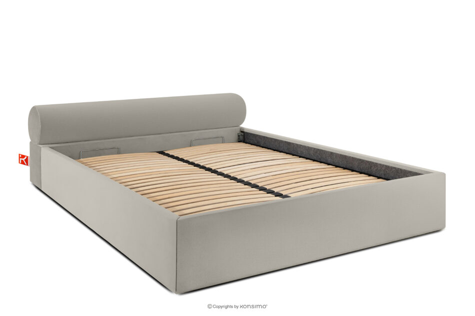 LUNEO Łóżko tapicerowane japandi z pojemnikiem na pościel 200 cm kremowy kremowy - zdjęcie 2