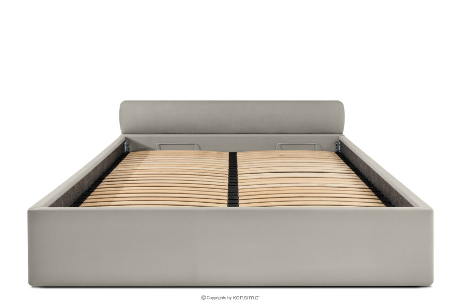 LUNEO Łóżko tapicerowane japandi z pojemnikiem na pościel 200 cm kremowy kremowy - zdjęcie 3