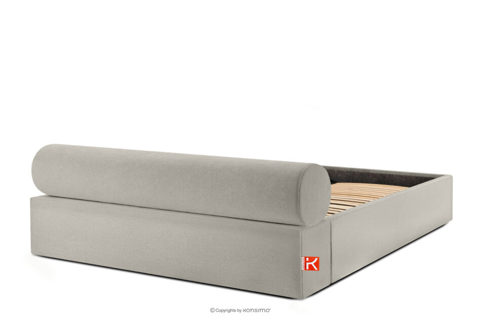 LUNEO Łóżko tapicerowane japandi z pojemnikiem na pościel 200 cm kremowy kremowy - zdjęcie 5