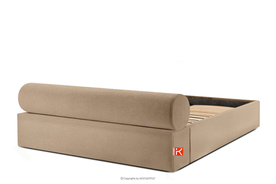 LUNEO Łóżko tapicerowane japandi z pojemnikiem na pościel 200 cm ciemny beżowy ciemny beżowy - zdjęcie 5