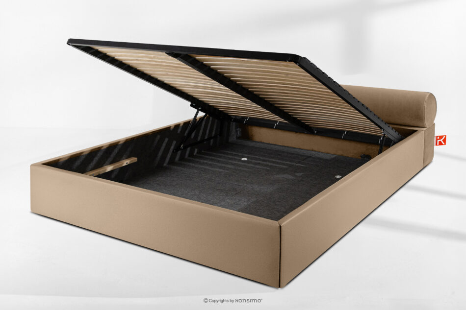 LUNEO Łóżko tapicerowane japandi z pojemnikiem na pościel 200 cm ciemny beżowy ciemny beżowy - zdjęcie 13
