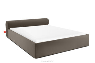 LUNEO, https://konsimo.pl/kolekcja/luneo/ Łóżko tapicerowane japandi z pojemnikiem na pościel 200 cm brązowy brązowy - zdjęcie