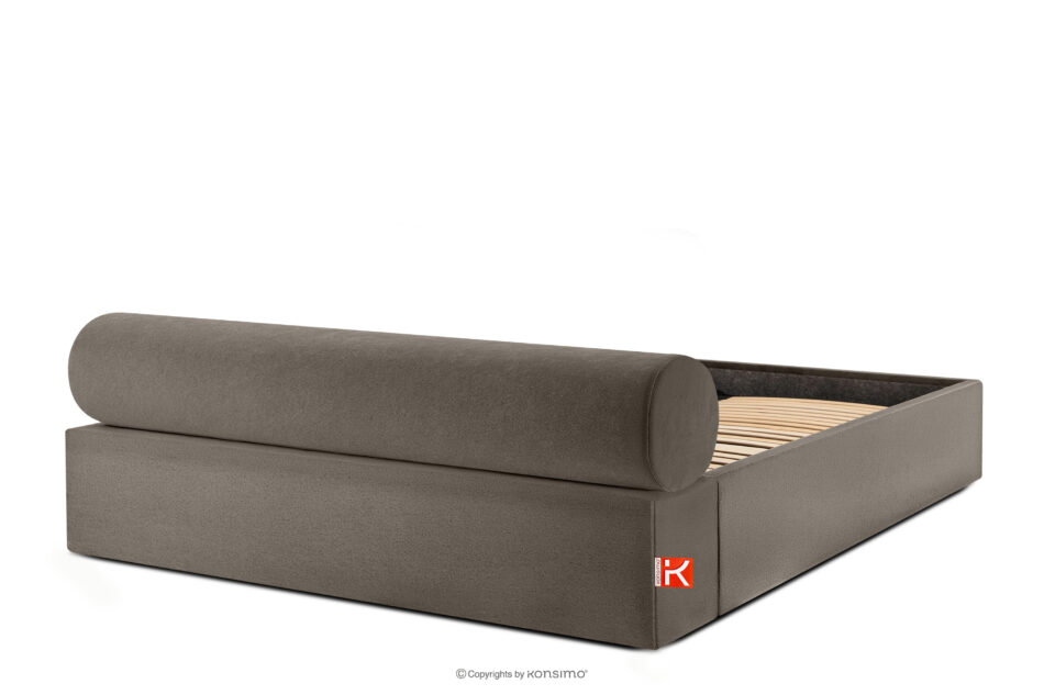 LUNEO Łóżko tapicerowane japandi z pojemnikiem na pościel 200 cm brązowy brązowy - zdjęcie 5