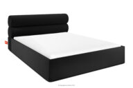 Łóżko tapicerowane w stylu japandi z pojemnikiem na pościel 160 cm czarny