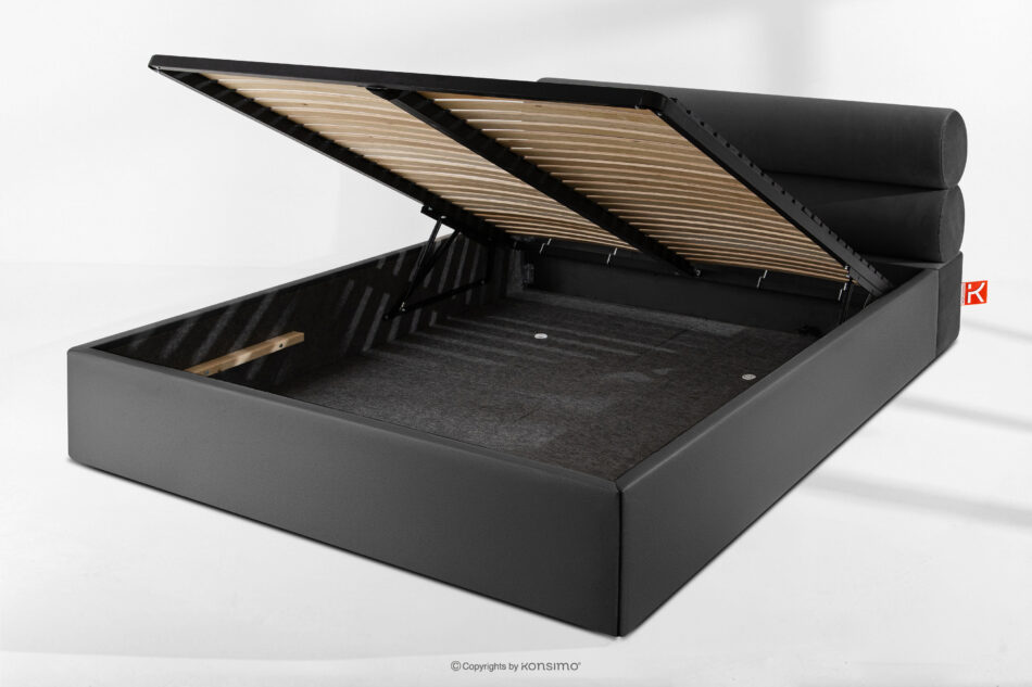 LUNEO Łóżko tapicerowane w stylu japandi z pojemnikiem na pościel 160 cm antracytowy antracytowy - zdjęcie 13
