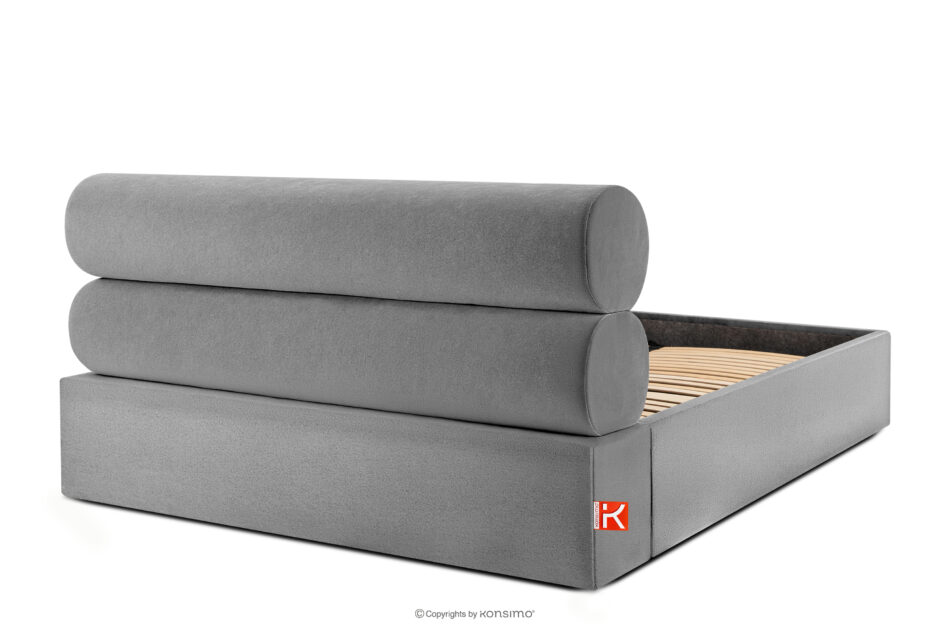 LUNEO Łóżko tapicerowane w stylu japandi z pojemnikiem na pościel 160 cm jasny szary jasny szary - zdjęcie 5