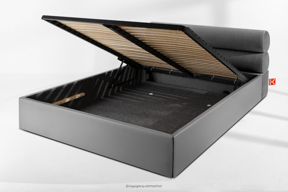 LUNEO Łóżko tapicerowane w stylu japandi z pojemnikiem na pościel 160 cm jasny szary jasny szary - zdjęcie 13