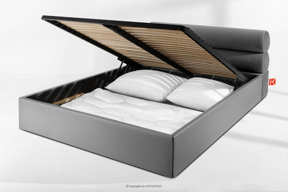 LUNEO Łóżko tapicerowane w stylu japandi z pojemnikiem na pościel 160 cm jasny szary jasny szary - zdjęcie 14