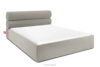 Łóżko tapicerowane w stylu japandi z pojemnikiem na pościel 160 cm kremowy