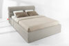 LUNEO Łóżko tapicerowane w stylu japandi z pojemnikiem na pościel 160 cm kremowy kremowy - zdjęcie 2