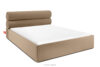 LUNEO Łóżko tapicerowane w stylu japandi z pojemnikiem na pościel 160 cm ciemny beżowy ciemny beżowy - zdjęcie 1