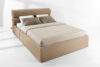 LUNEO Łóżko tapicerowane w stylu japandi z pojemnikiem na pościel 160 cm ciemny beżowy ciemny beżowy - zdjęcie 2