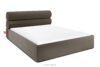 Łóżko tapicerowane w stylu japandi z pojemnikiem na pościel 160 cm brązowy