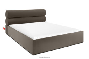 LUNEO, https://konsimo.pl/kolekcja/luneo/ Łóżko tapicerowane w stylu japandi z pojemnikiem na pościel 160 cm brązowy brązowy - zdjęcie