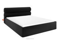 Łóżko tapicerowane w stylu japandi z pojemnikiem na pościel 180 cm czarny