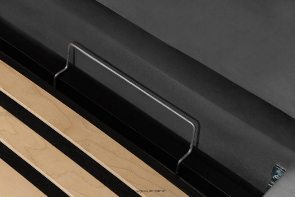 LUNEO Łóżko tapicerowane w stylu japandi z pojemnikiem na pościel 180 cm antracytowy antracytowy - zdjęcie 8