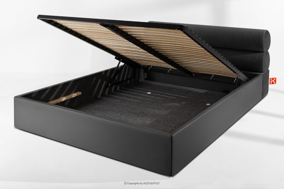 LUNEO Łóżko tapicerowane w stylu japandi z pojemnikiem na pościel 180 cm antracytowy antracytowy - zdjęcie 13